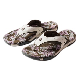 Suoma graue Textil-Flip-Flops mit Blumen
