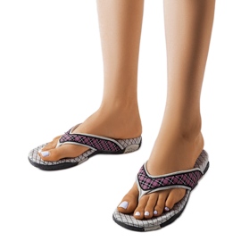 Graue und schwarze Textil-Flip-Flops von Luigia
