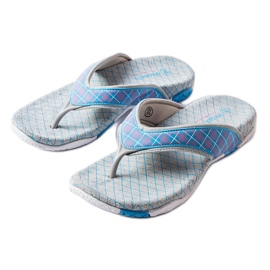 Graue und blaue Textil-Flip-Flops von Luigia