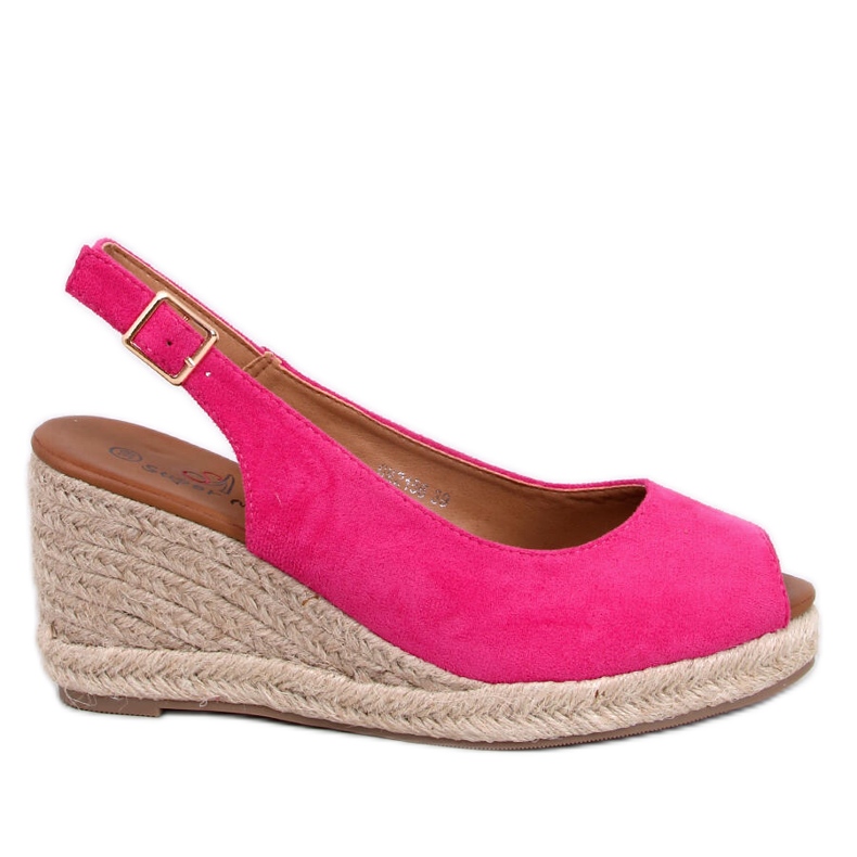 Nevil Fuchsia Espadrilles mit offenem Zehenbereich und Keilabsatz rosa