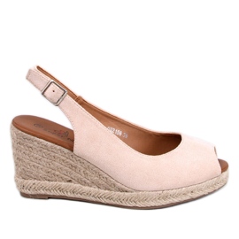Nevil Beige Espadrilles mit offenem Zehenbereich und Keilabsatz