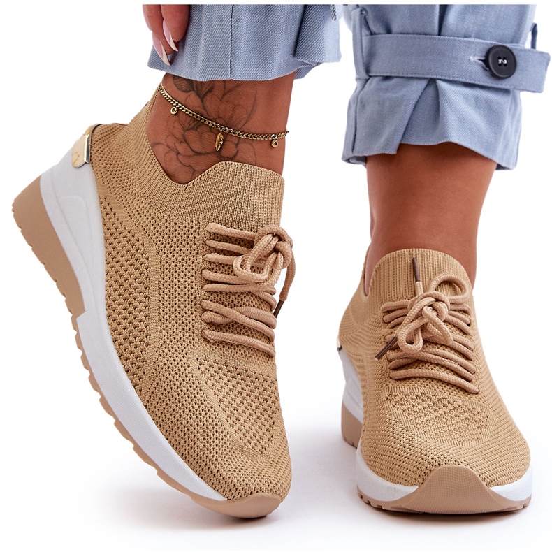 PG1 Slip-On-Sportschuhe aus Stoff in Beige mit Keilabsatz von Visconti