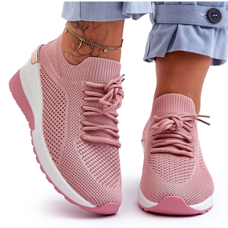 PG1 Stoff-Slip-On-Sportschuhe, rosa Visconti-Keilabsatz