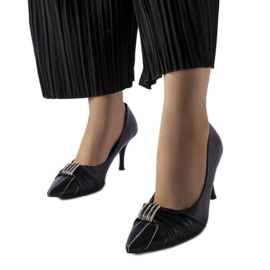 Schwarze High-Heel-Pumps mit Strasssteinen von Fortin
