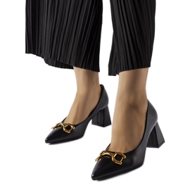 Schwarze Pumps auf einem asymmetrischen Stift 9537 Schwarz