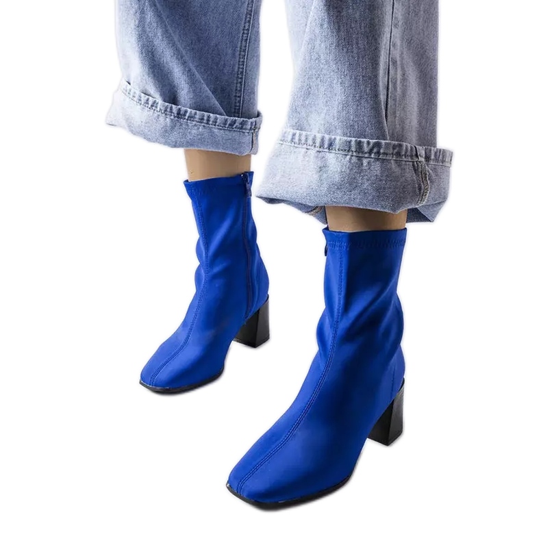 Inna Blaue Satin-Stiefeletten von Laforgen