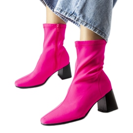 Rosa Satin-Stiefel mit Absatz von Laforgen