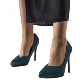 Dunkelgrüne Satinpumps von Silje