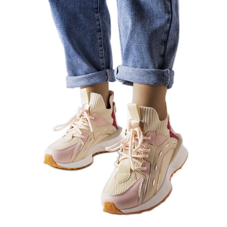 Inna Beige-rosa Stoff-Sneaker von Begins