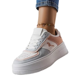 Rosa-blaue Plateau-Sneaker von Gidle weiß