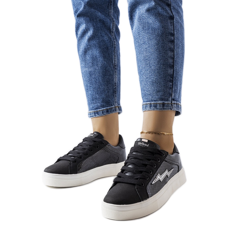 Schwarze Vernadeau-Sneaker aus Schlangenlederimitat