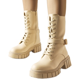 Beigefarbene Worker-Schnürstiefel von Rive