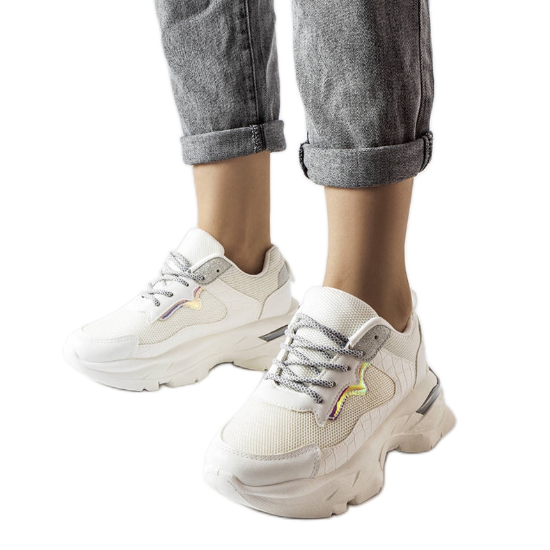 Weiße, mit Glitzer verzierte Sneakers von Beatrice
