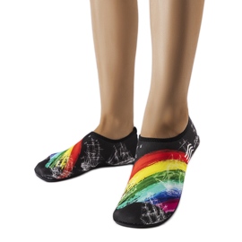 ProWater Schwarze Krejz-Wasserschuhe mit buntem Aufdruck