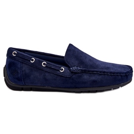 Herren-Slip-On-Mokassins aus Wildleder, Marineblau