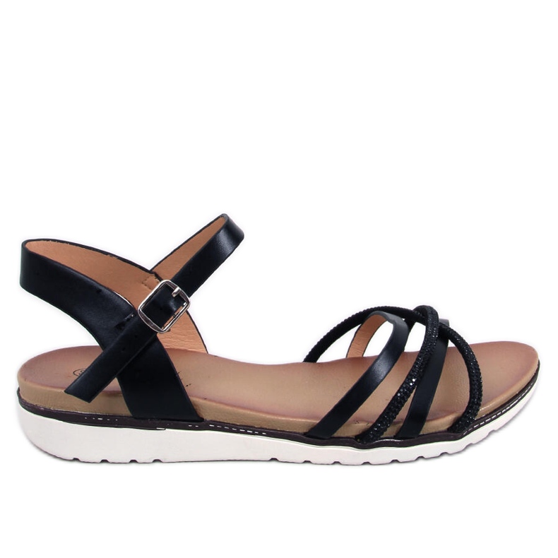 Schwarze Marty-Sandalen mit Zirkonia