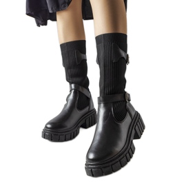Schwarze, stylische Stiefel mit elastischem Obermaterial von Ida
