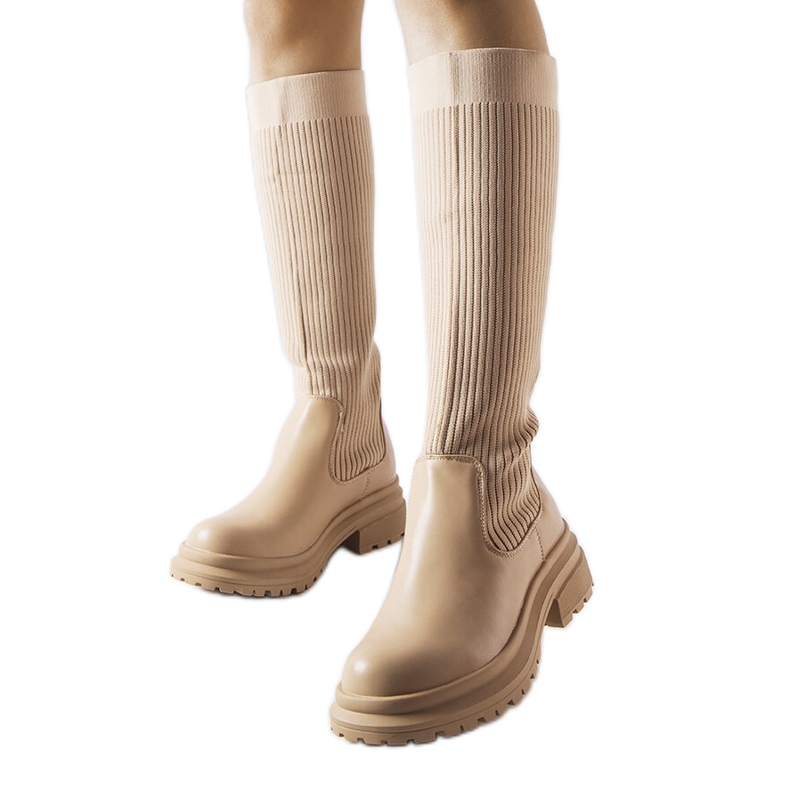 Beige Stiefel mit elastischem Obermaterial von Montere