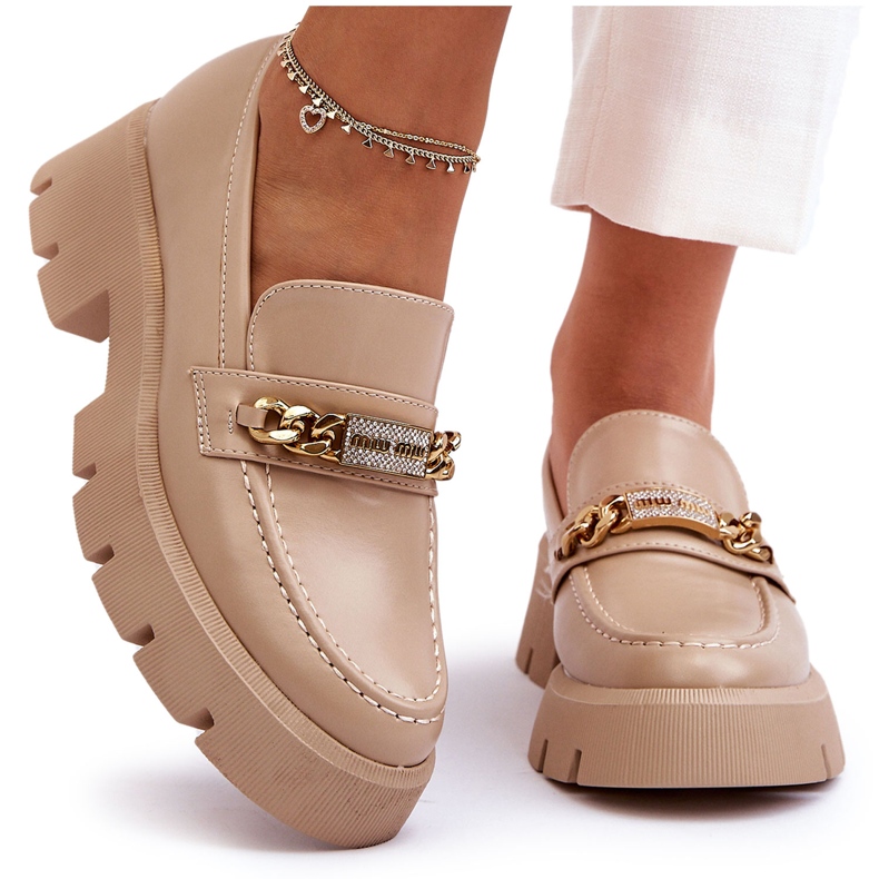 PS1 Klassische Slipper auf klobigem Plateau Beige Catch Me!