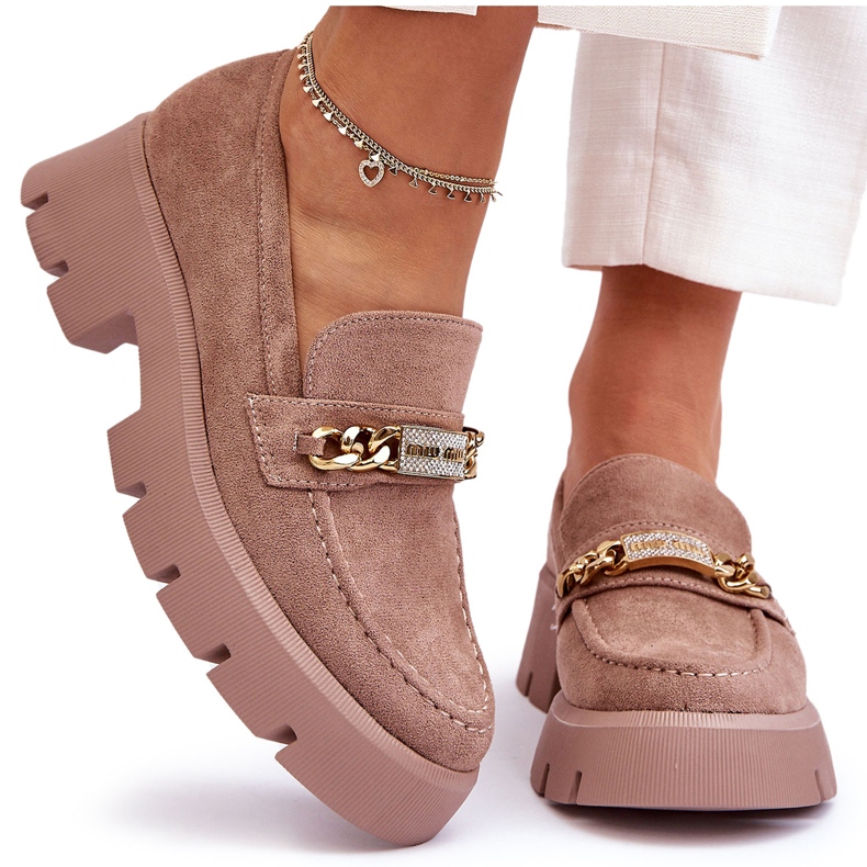 PS1 Klassische Wildleder-Loafer auf klobiger Plateausohle in Braun Catch Me!