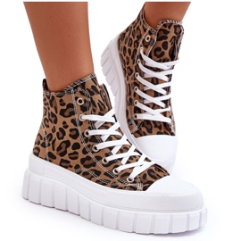 PS1 Damen-High-Top-Sneakers mit Leopardenmuster in Braun von Florensi