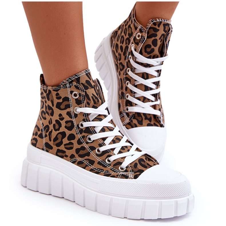 PS1 Damen-High-Top-Sneakers mit Leopardenmuster in Braun von Florensi
