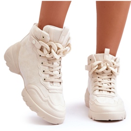 PS1 Damen Sportschuhe Wildleder mit Kette Beige Tymagio