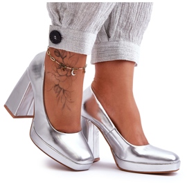 Pumps auf massiven Absätzen Silber Rosalia