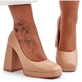 Pumps mit klobigem Absatz, Nude Rosalia beige