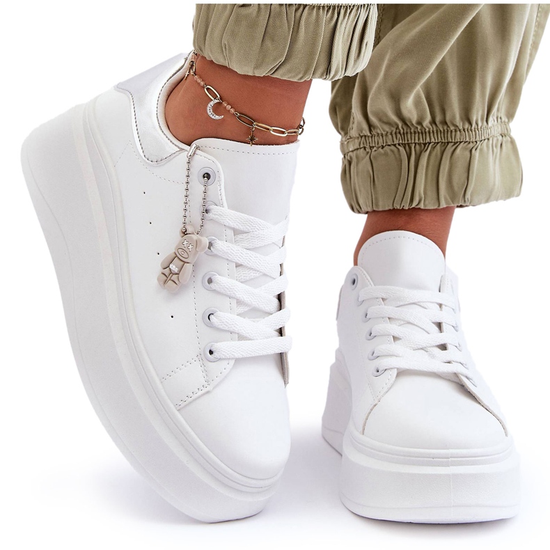 PS1 Damen-Sportschuhe auf massivem Plateau in Weiß und Silber Mariell