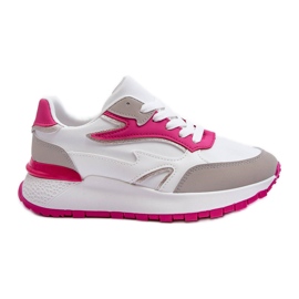 PG1 Damen-Plateau-Sportschuhe weiß und rosa Henley