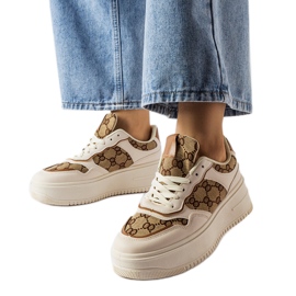 Inna Beigefarbene Sneakers, verziert mit dem Conte-Monogramm