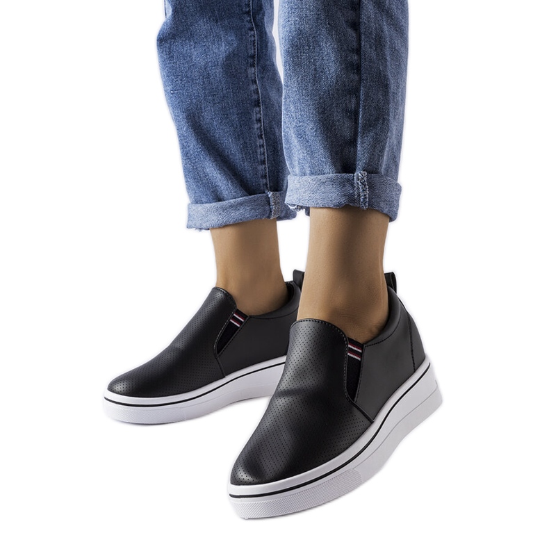 Inna Schwarze Dionisia-Sneaker mit Keilabsatz