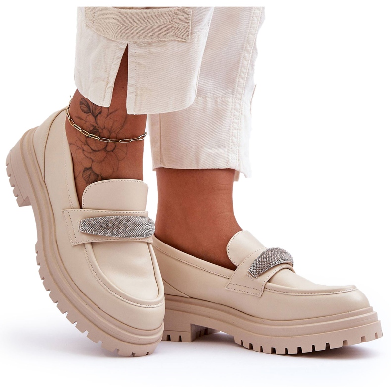 PG1 Arickas klobige Leder-Loafer mit beigefarbenen Verzierungen