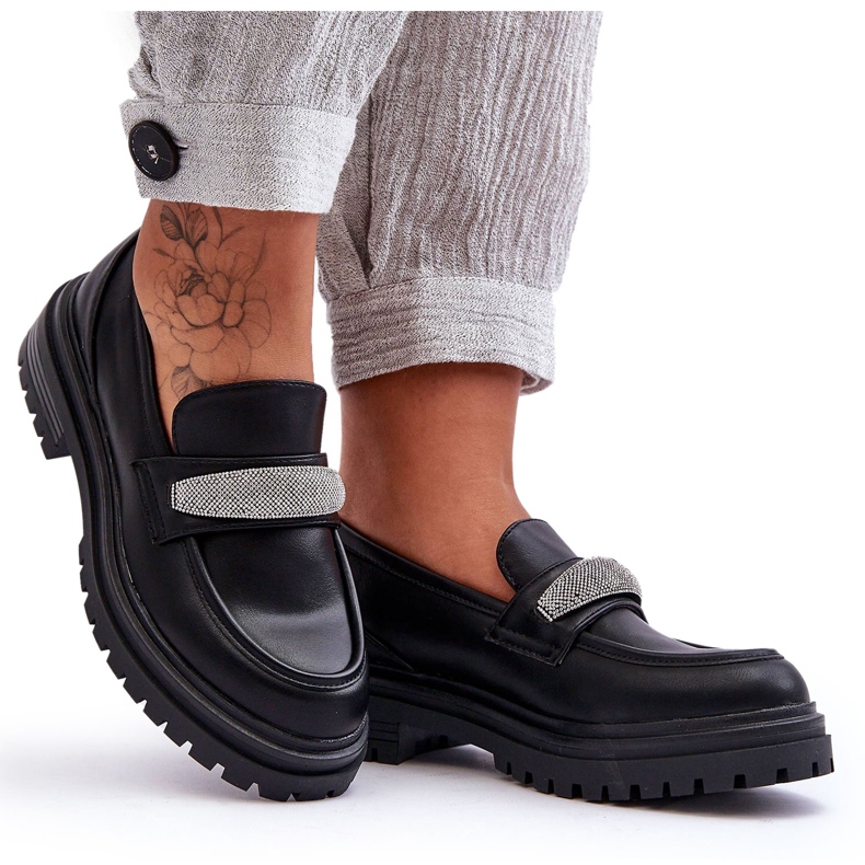 PG1 Arickas klobige schwarze Leder-Loafer mit Verzierung