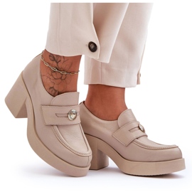 Lemar Damen-Lederschuhe mit Absatz Beige Dunadia