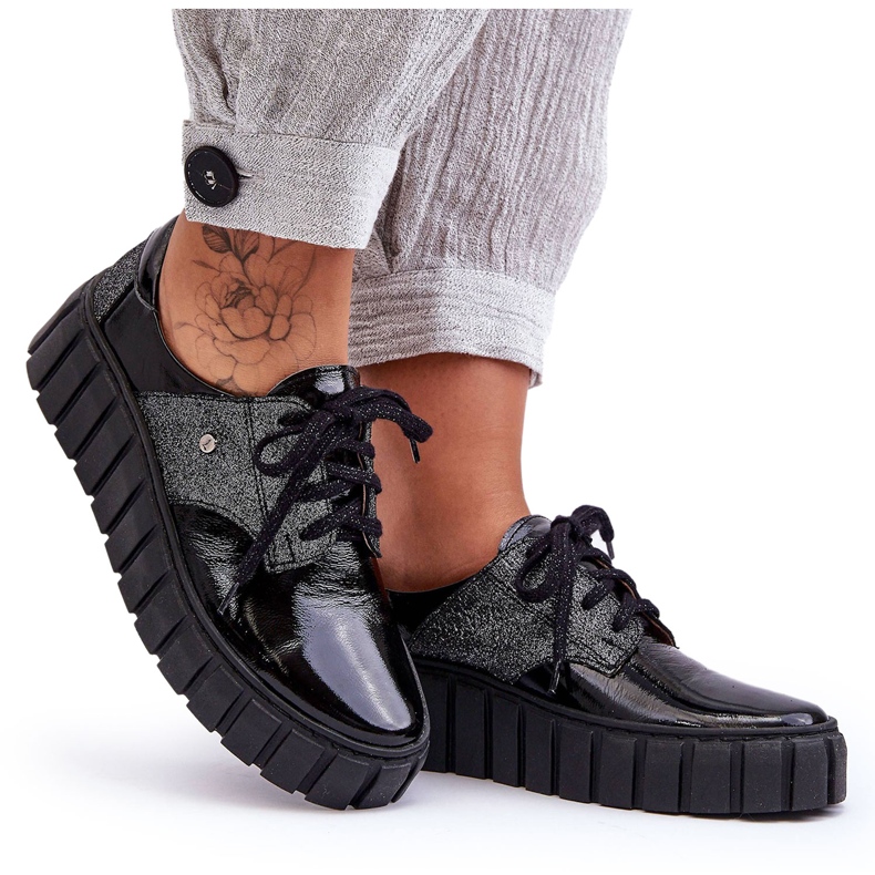 Lemar Leder-Plateauschuhe Black Hypnosis schwarz