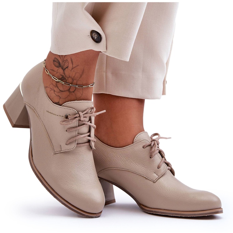 Laura Messi Damen-High-Heels aus Leder in Beige von Keria