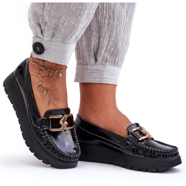 Lemar Schwarze Desmond-Plateau-Loafer aus Leder mit Verzierung