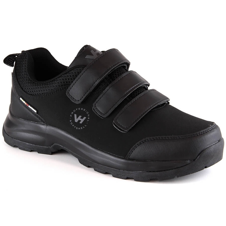 Schwarze Vanhorn Herren-Softshell-Trekkingschuhe mit Klettverschluss