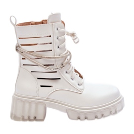 Modische Worker-Stiefel mit Zierstreifen White Rocky weiß