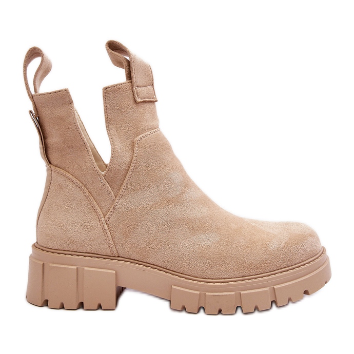 Worker-Stiefel mit Aussparungen in Hellbeige Heaven