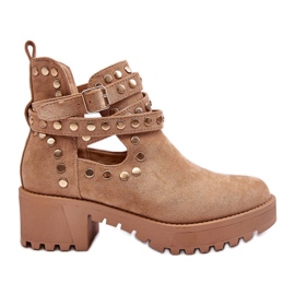 Bella Damen Wildlederstiefel mit Ziernieten Beige