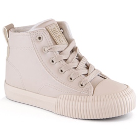 Isolierte Kinder-Sneaker mit Schnürsenkeln und Reißverschlüssen beige Big Star MM374012