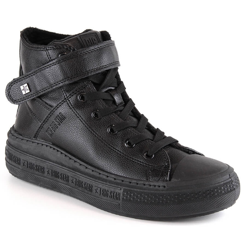 Isolierte Sneakers mit Schnürsenkeln und Klettverschluss in Schwarz Big Star MM274008