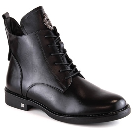 Schwarze Damenstiefel zum Schnüren und Reißverschluss Potocki SZ12179