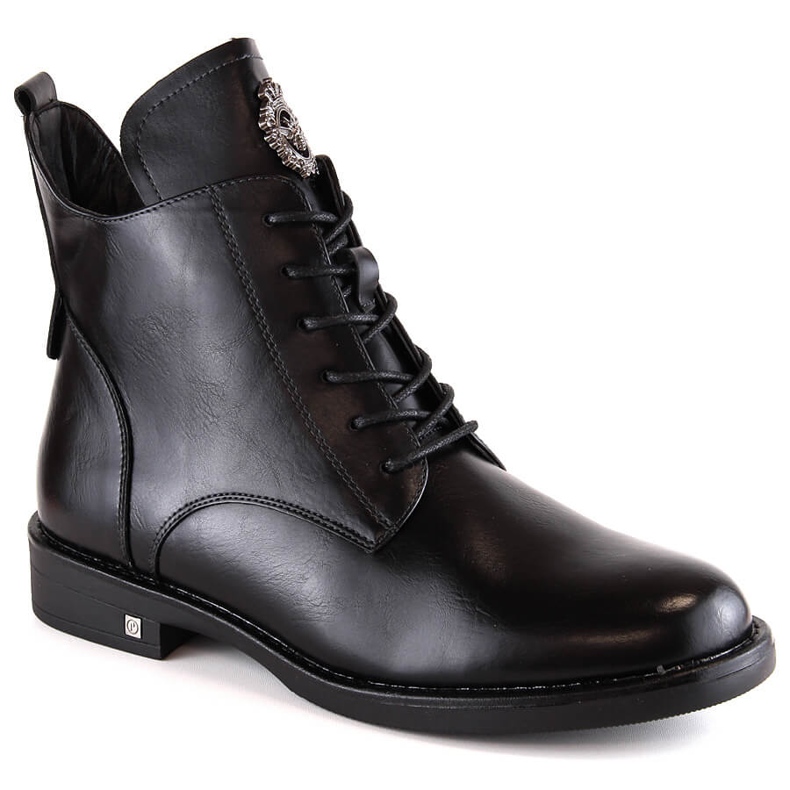 Schwarze Damenstiefel zum Schnüren und Reißverschluss Potocki SZ12179