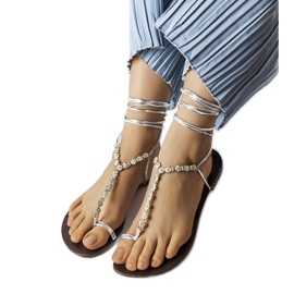 Silberne Sandalen mit Zirkonias von Troghi