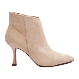 Damen-Wildleder-High-Heel-Stiefel Hellbeige Merisa