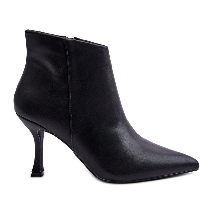 Damen-Leder-High-Heel-Stiefel Schwarz Merisa